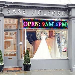 P10 Semi-Outdoor Scrolling LED Sign – 77" x 14" Full Color WiFi Programmable Display