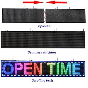P10 Semi-Outdoor Scrolling LED Sign – 77" x 14" Full Color WiFi Programmable Display