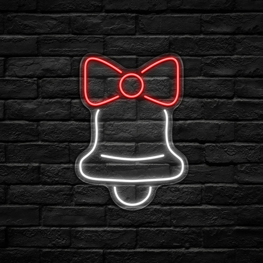 Christmas Bell & Red Bow LED Neon Sign (USB-Dimmable 28.5cm x 39cm)