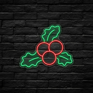 Classic Holly Berries LED Neon Sign (USB-Dimmable 40cm x 33.5cm)