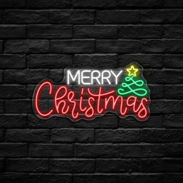Christmas Tree & Star LED Neon Sign (USB-Dimmable 42cm x 25cm)