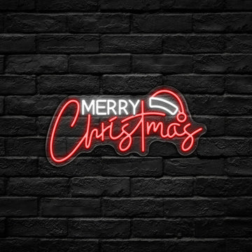Merry Christmas Hat LED Neon Sign (USB-Dimmable 42cm x 24cm)