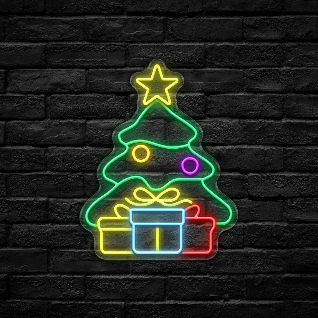 Christmas Tree & Presents LED Neon Sign (USB-Dimmable 32cm x 38.5cm)