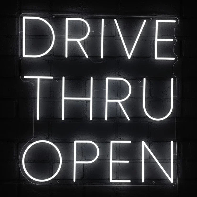 Drive thru open led neon sign