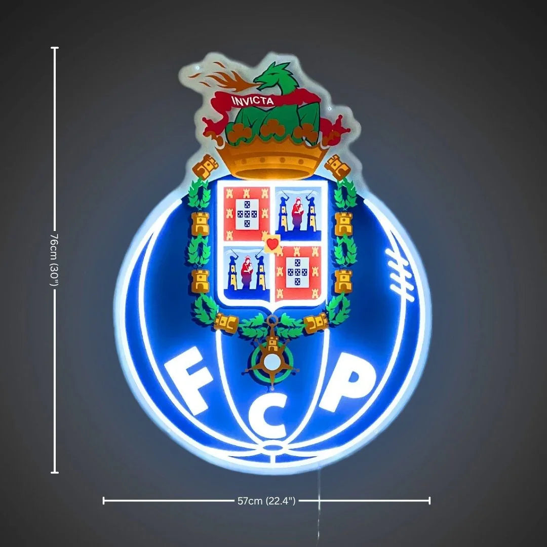 Letreiro LED Emblema FC Porto – Letras “FCP” 3D e Neon Faux Continuo