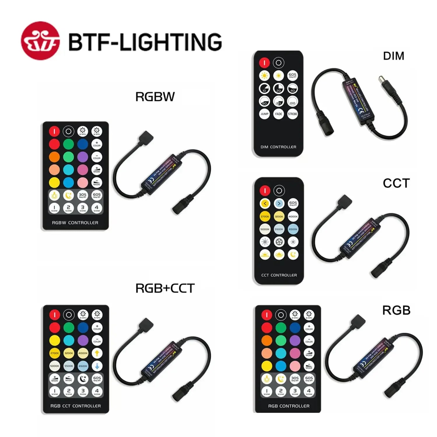 RF LED Strip Controller | 14-28 Key Remote for RGB, RGBW, RGBCCT, LED Neon Signs