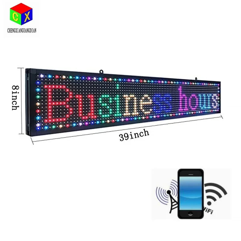 Outdoor Programmable LED Display Sign – 39" x 8" Full Color (WiFi + PC)
