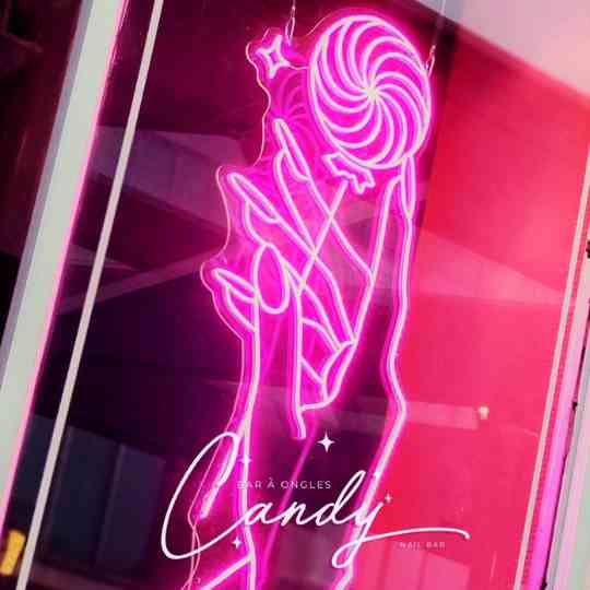 pink neon sign in a beauty salon