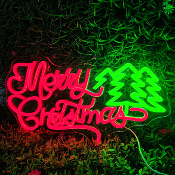 Merry Christmas Trees LED Neon Sign (USB-Dimmable, 37.5cm x 32cm)