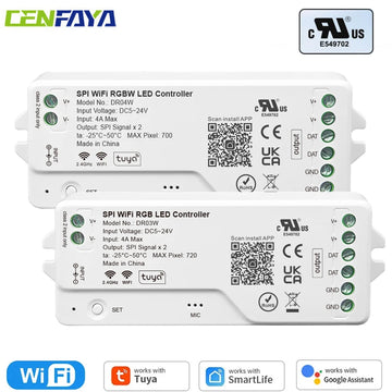SPI RGB RGBW 2.4G WiFi LED Controller UL Certified Tuya APP/Smart Life/Google Home/Alexa Control Support WS2812B WS2811 WS2815