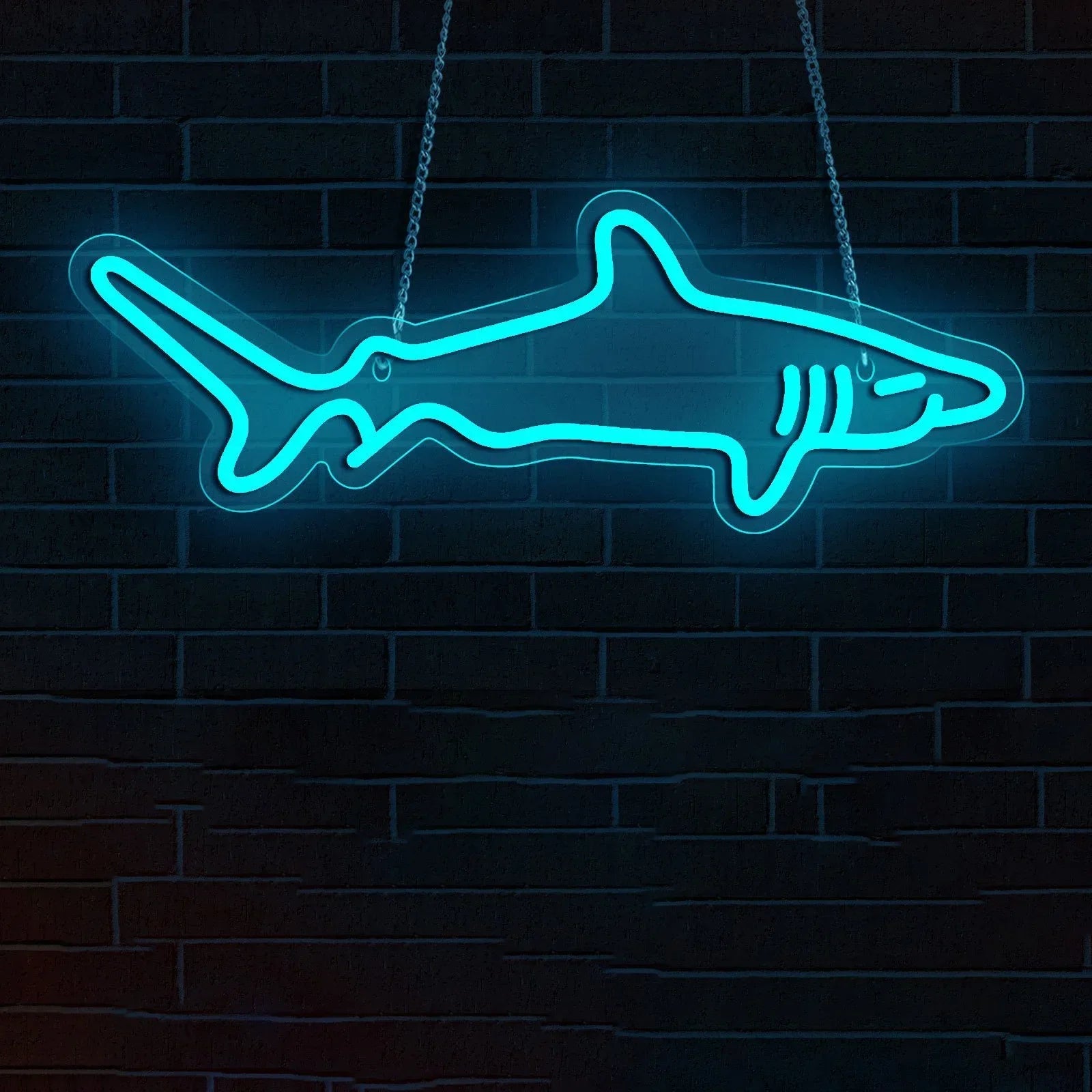 Shark LED Neon Sign – USB Powered, Dimmable Wall Light