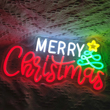 Merry Christmas Tree & Star USB LED Neon Sign (Dimmable, 42cm x 25cm)