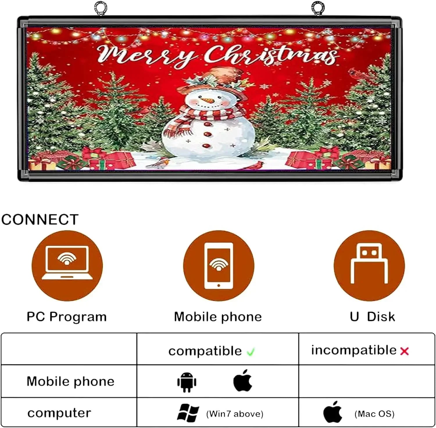 P6 Outdoor Programmable LED Display Sign – 40" x 18" Full Color (WiFi + USB)