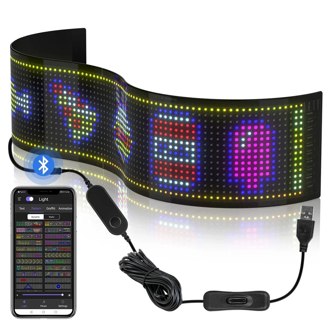 Flexible LED Matrix Display Panel - Addressable RGB, App Control