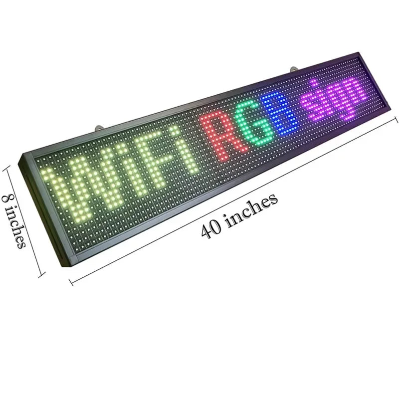 Outdoor Programmable LED Display Sign – 39" x 8" Full Color (WiFi + PC)