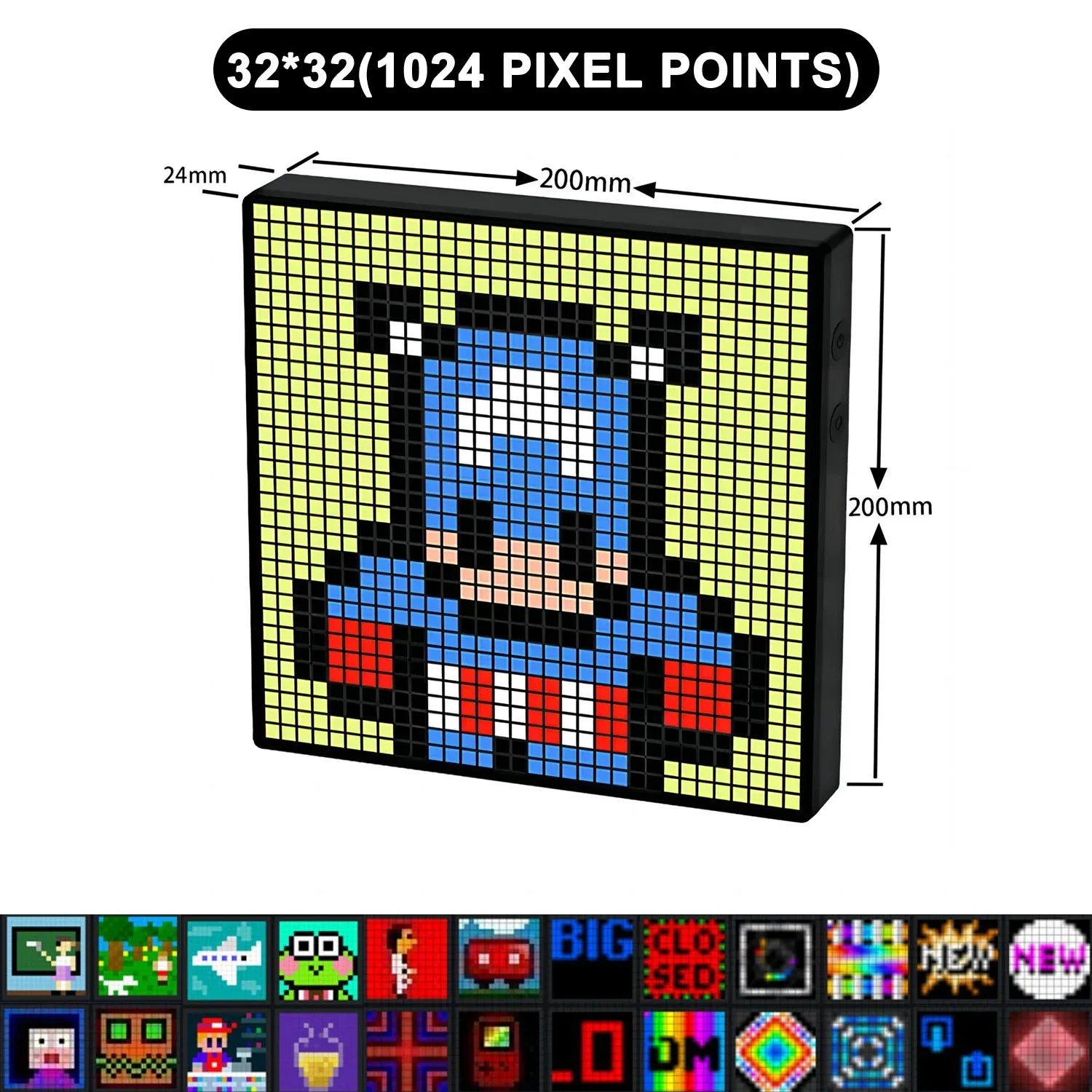Smart LED Pixel Art Display Frame - 64x64 32x32 RGB, App Controlled