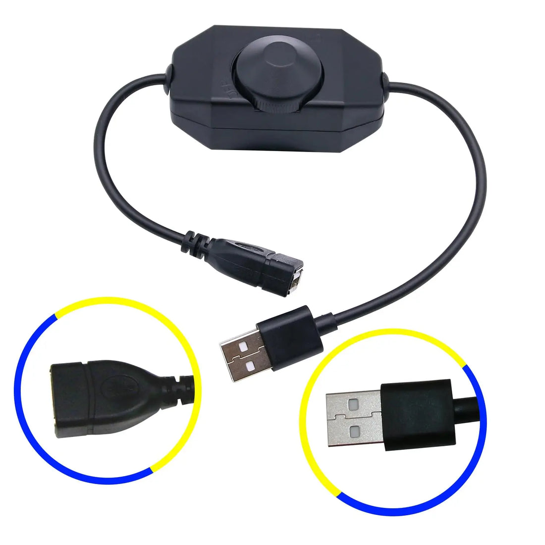 USB LED Dimmer – 5V Inline Brightness Control Switch for LED Light Strips