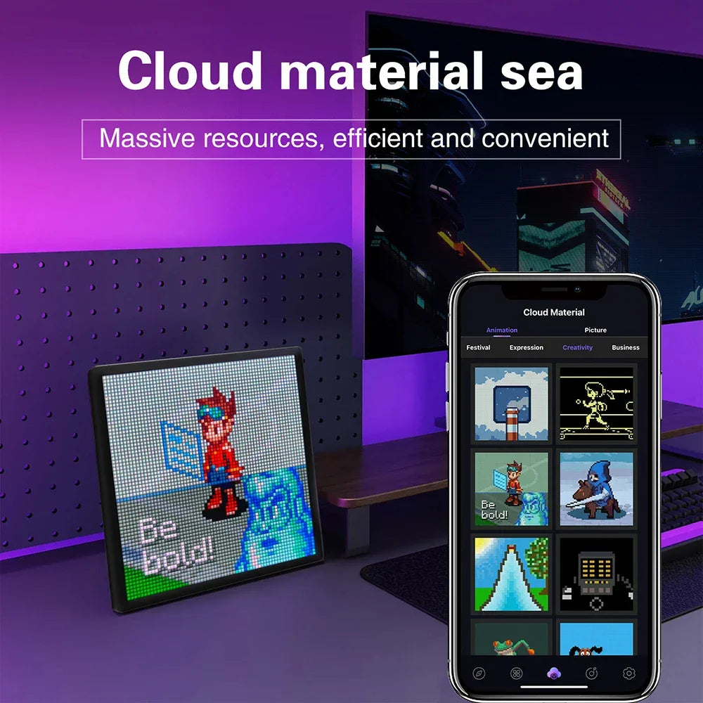 Smart LED Pixel Art Display Frame - 64x64 32x32 RGB, App Controlled