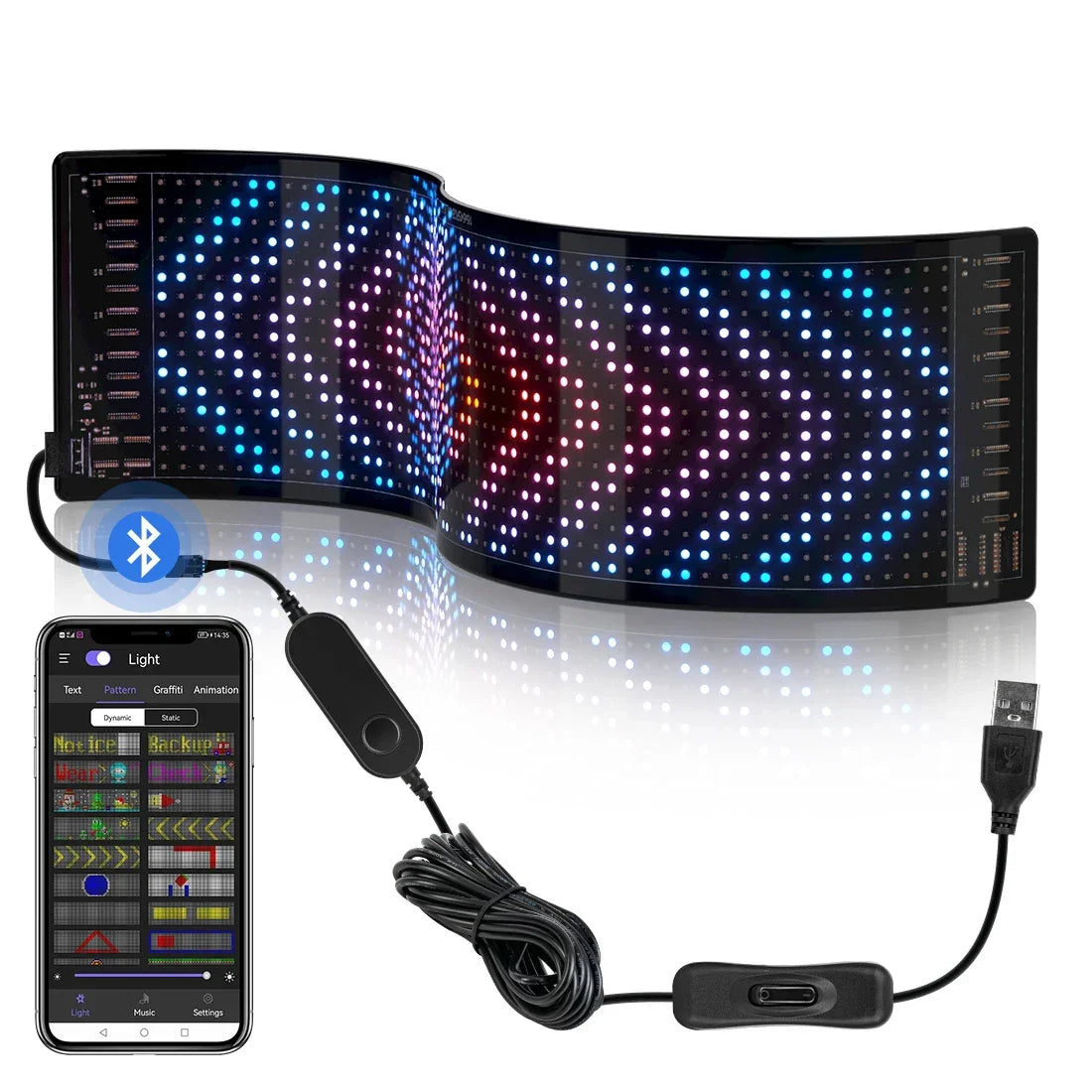 Flexible LED Matrix Display Panel - Addressable RGB, App Control