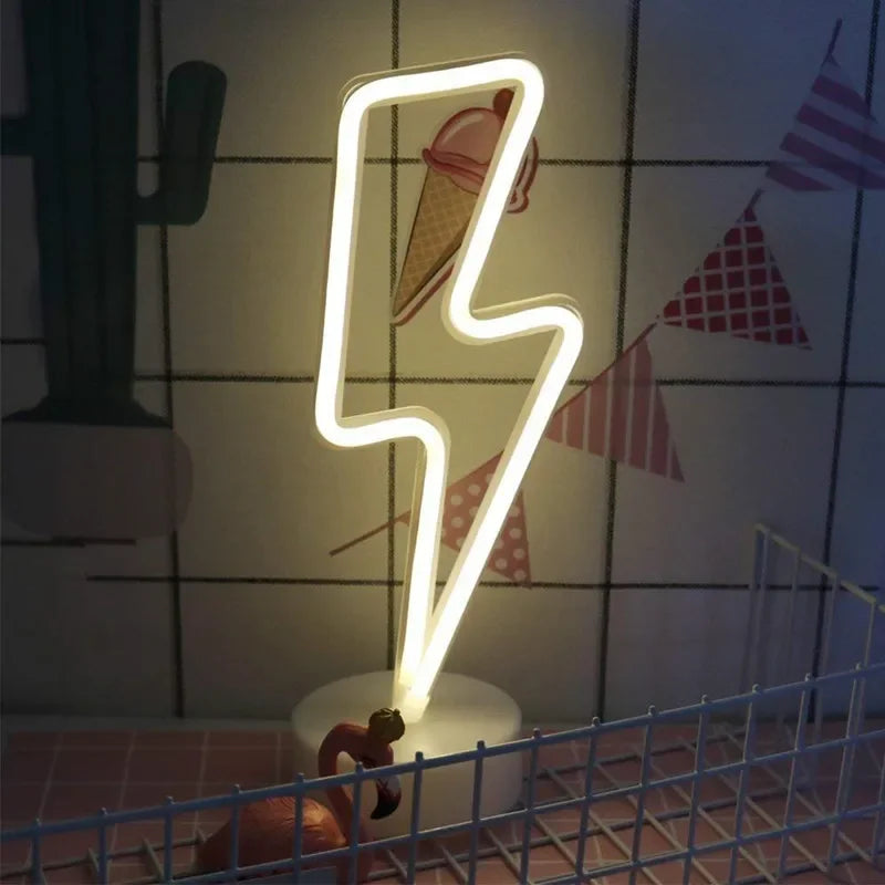Lightning Bolt LED Neon Table Lamp
