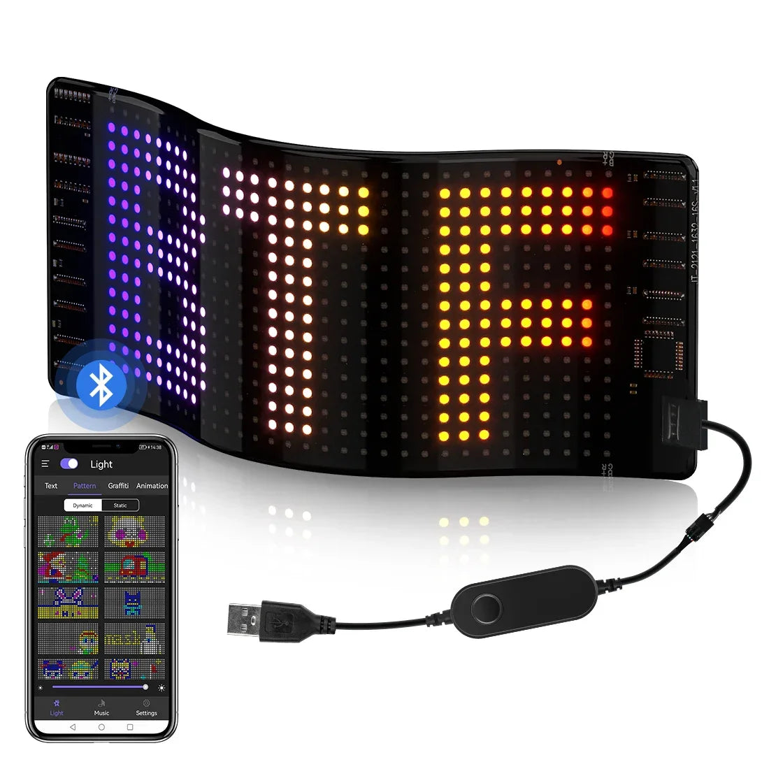 Flexible LED Matrix Display Panel - Addressable RGB, App Control