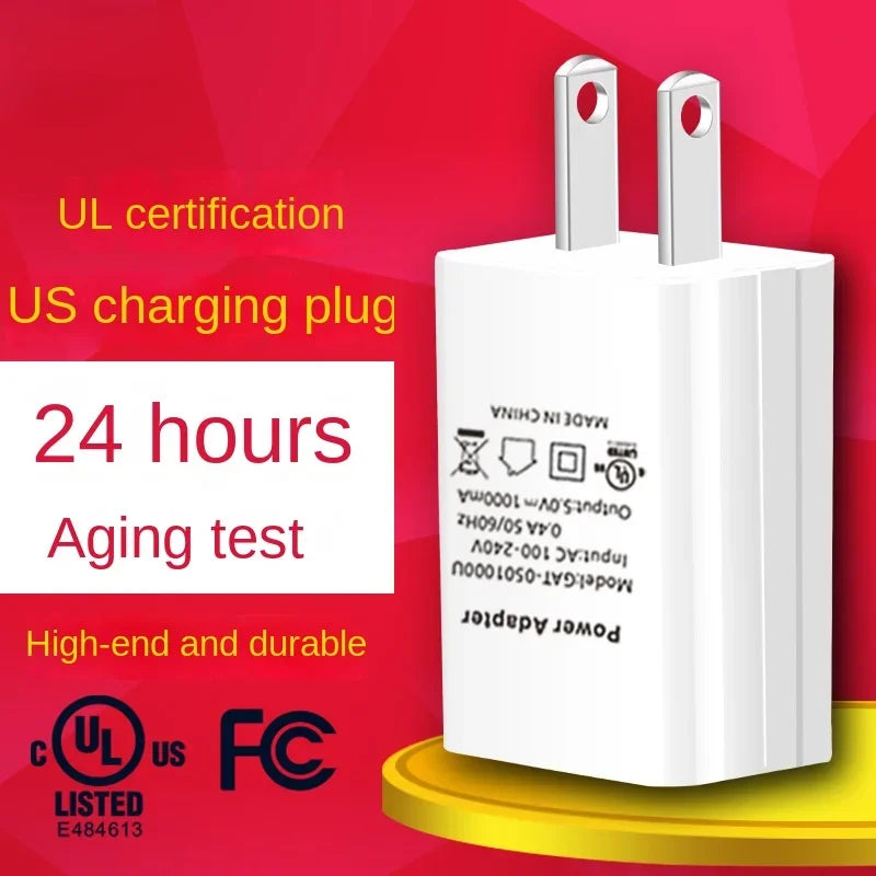 US Adapter 5V 2A 1A Fast Charging UL Plug One USB Port Phone Charging Wall Charger Travel in USA Japan Thailand Canada Colombia