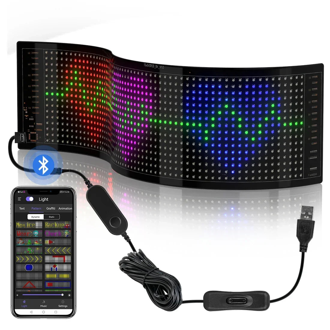 Flexible LED Matrix Display Panel - Addressable RGB, App Control