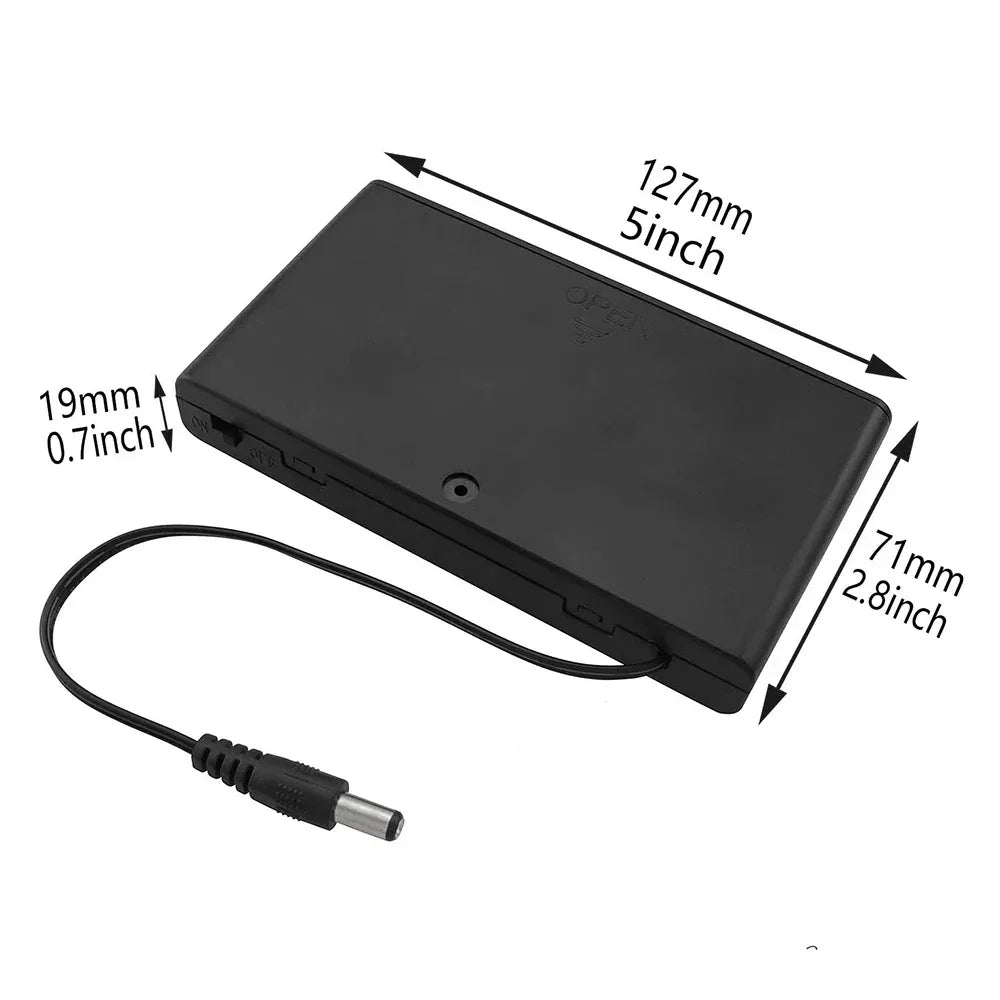 1 Pack 8 * AA Battery 12V Thicken Holder Base Box Case with 5.5x2.1 DC Plug, ON/OFF Switch and Cover for Ham Radio Toys
