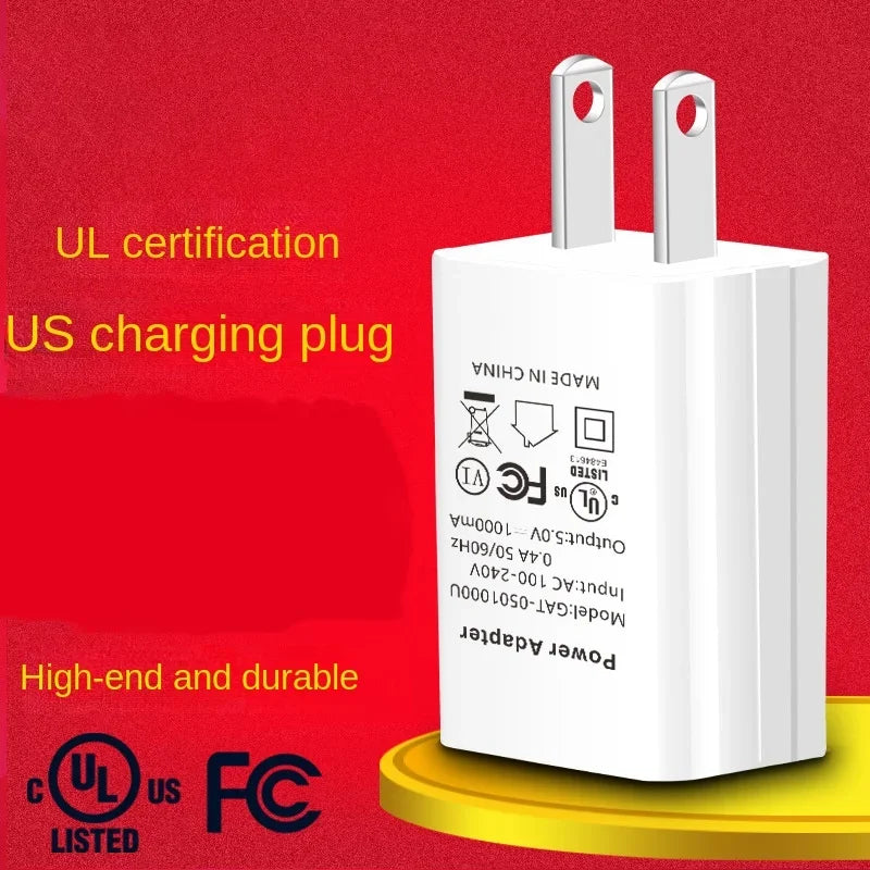 US Adapter 5V 2A 1A Fast Charging UL Plug One USB Port Phone Charging Wall Charger Travel in USA Japan Thailand Canada Colombia