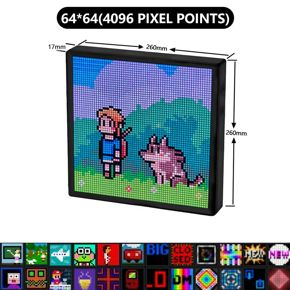 Smart LED Pixel Art Display Frame - 64x64 32x32 RGB, App Controlled