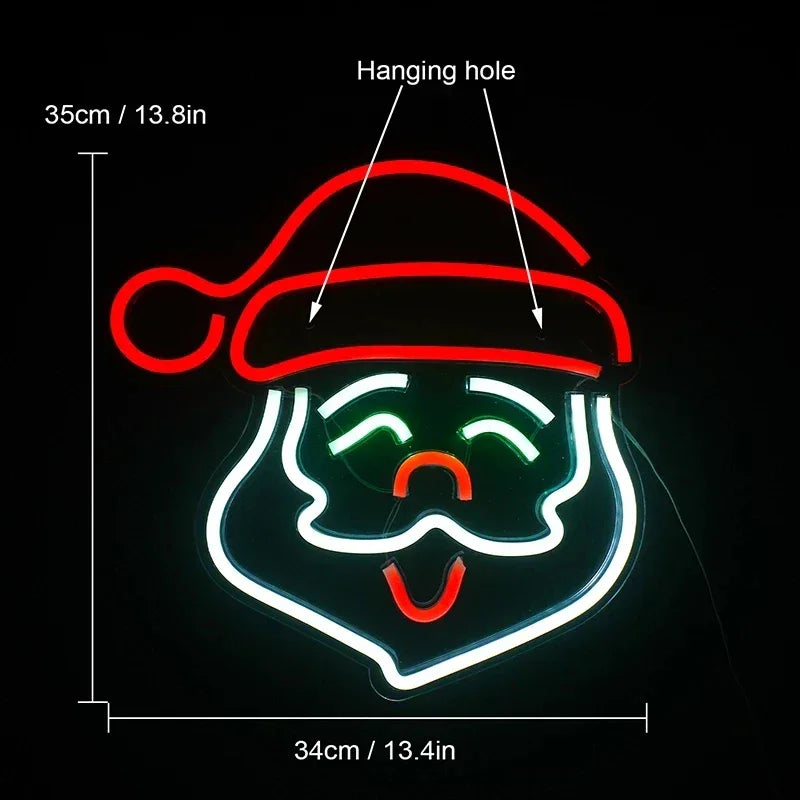 Santa Face LED Neon Sign (USB-Dimmable 34cm x 35cm)