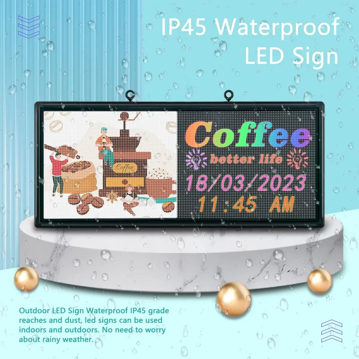 P6 Outdoor Programmable LED Display Sign – 40" x 18" Full Color (WiFi + USB)