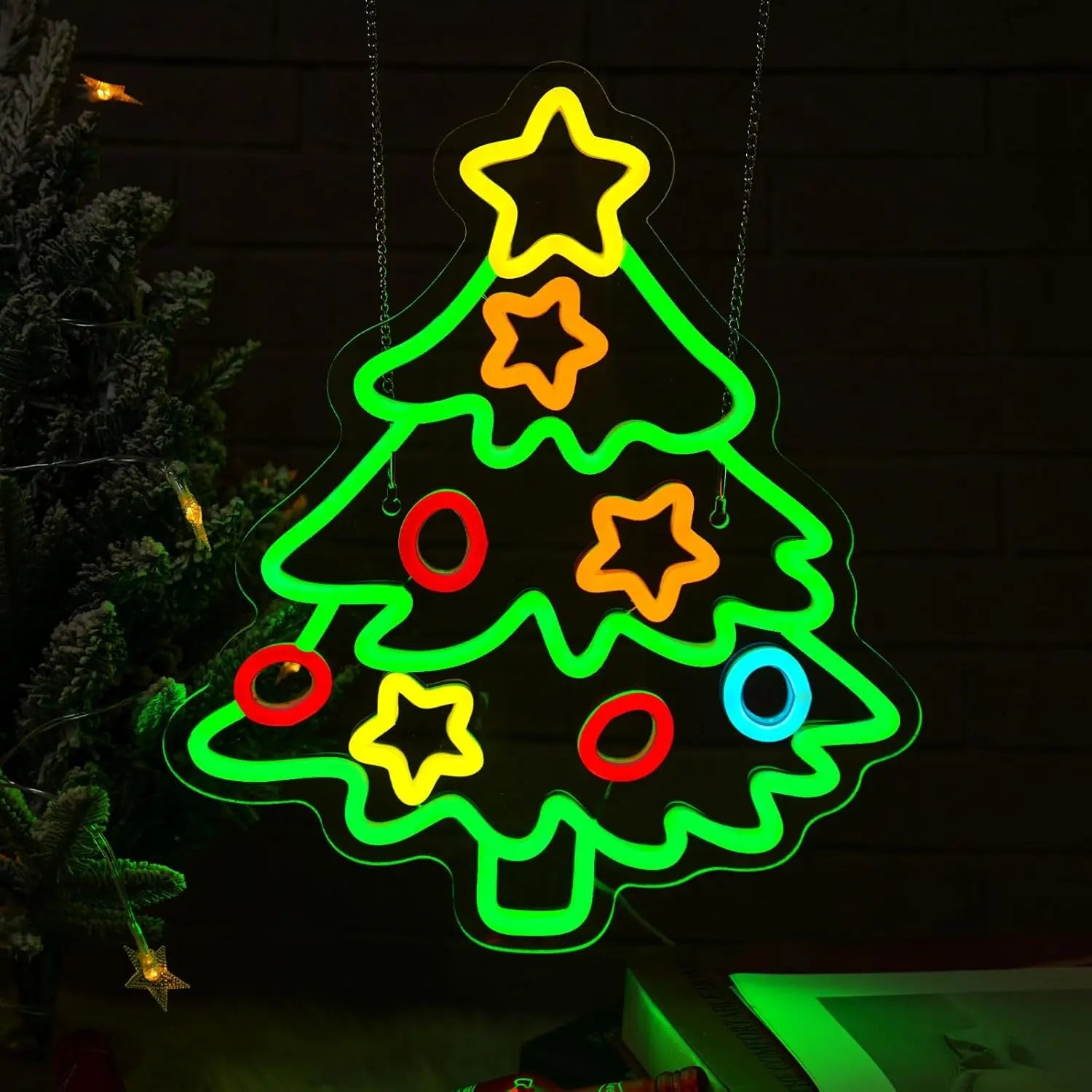 Multi-Color Christmas Tree LED Neon Sign (USB-Dimmable, 37.5cm x 32cm)