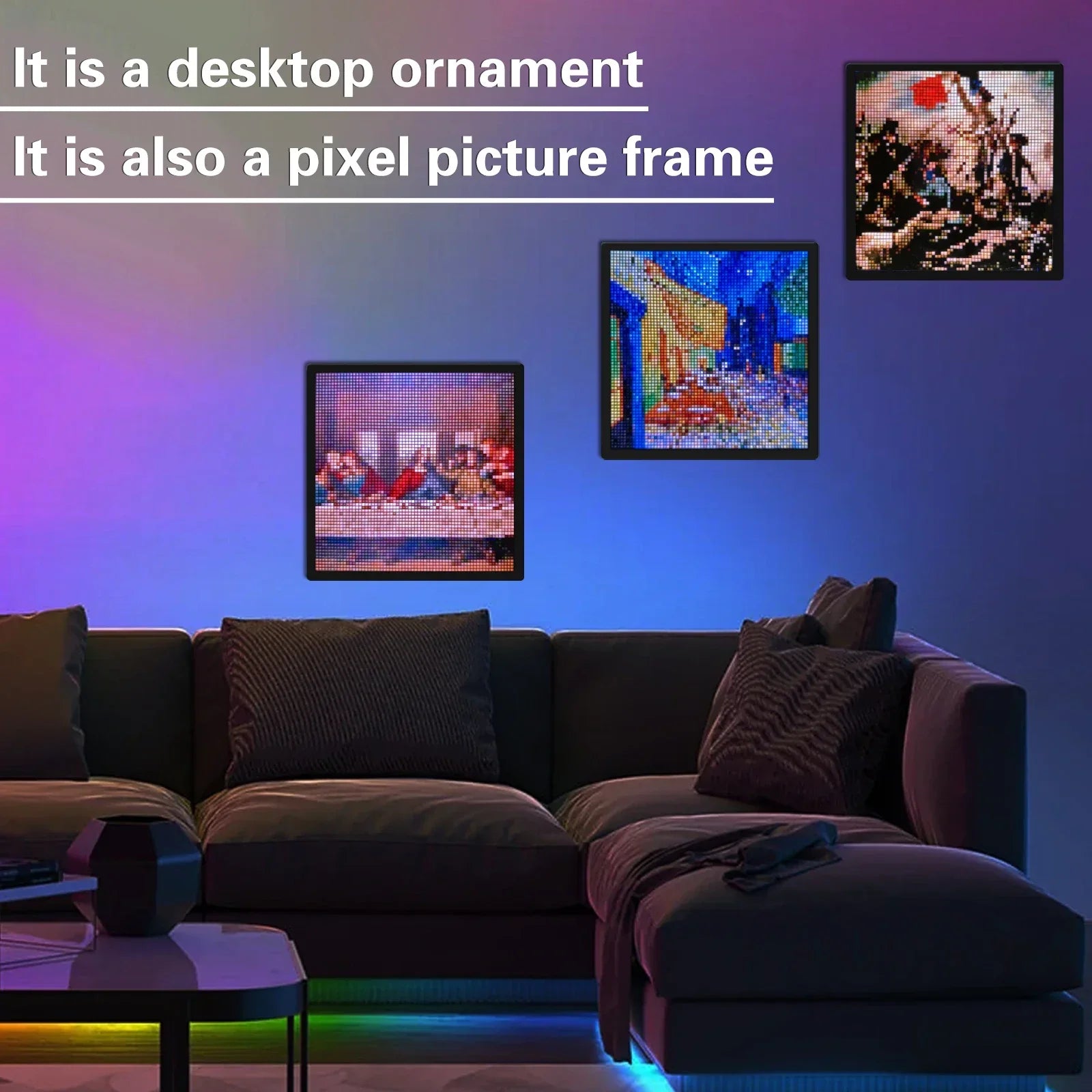Smart LED Pixel Art Display Frame - 64x64 32x32 RGB, App Controlled
