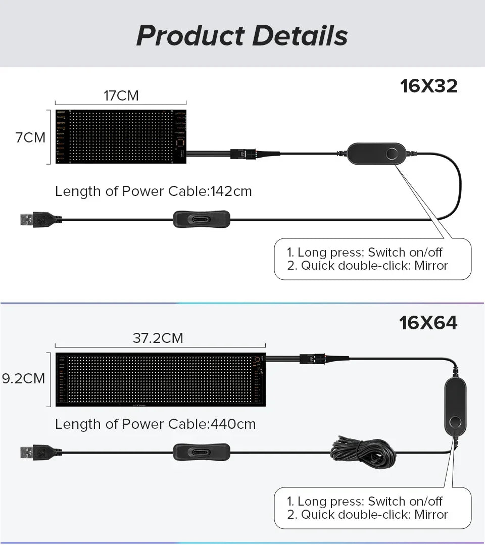Flexible LED Matrix Display Panel - Addressable RGB, App Control
