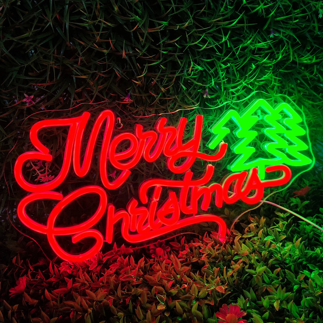 Merry Christmas Trees LED Neon Sign (USB-Dimmable, 37.5cm x 32cm)