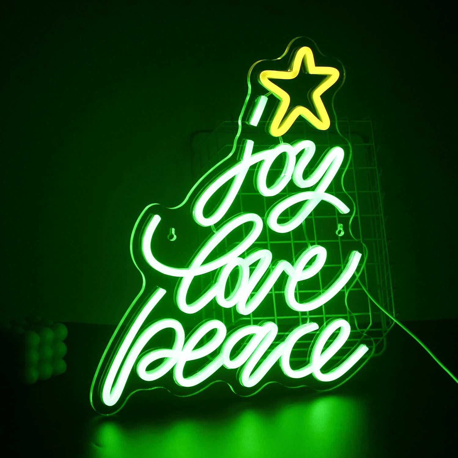 Joy Love Peace Star LED Neon Sign (USB-Dimmable, 38cm x 32.5cm)