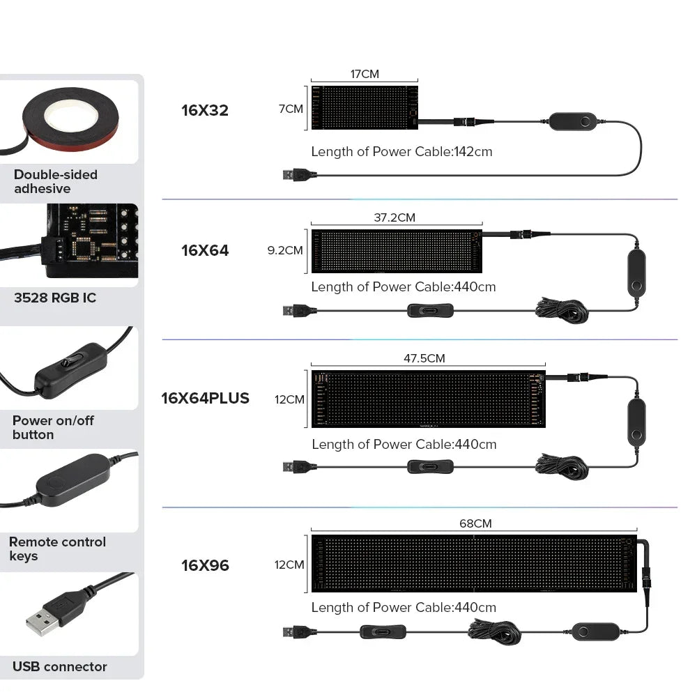 Flexible LED Matrix Display Panel - Addressable RGB, App Control