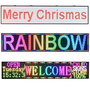 P10 Semi-Outdoor Scrolling LED Sign – 77" x 14" Full Color WiFi Programmable Display