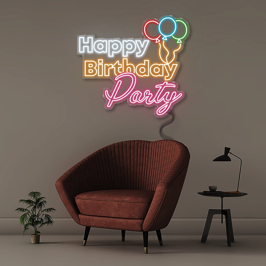 Happy Birthday Ballon - Neonific - LED Neon Signs - 48" (122cm) - Indoors